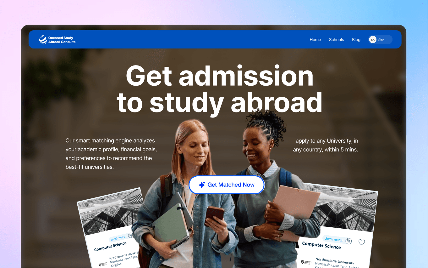 UX Design and Engineering of Oceaned Immigration Consultants Digital Platform screenshot